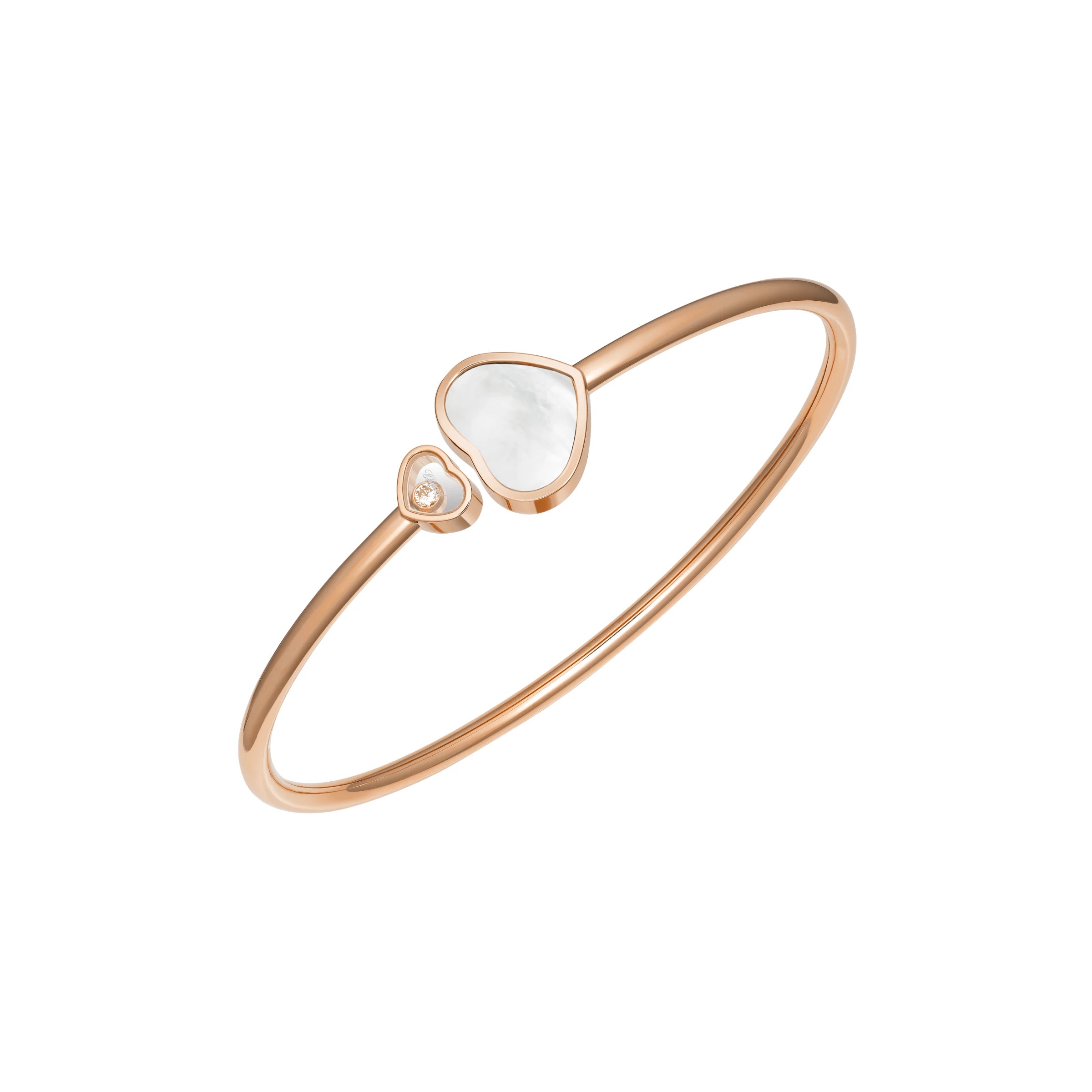 Chopard Happy Hearts 18ct Rose Gold Diamond Mother Of Pearl Bangle - L