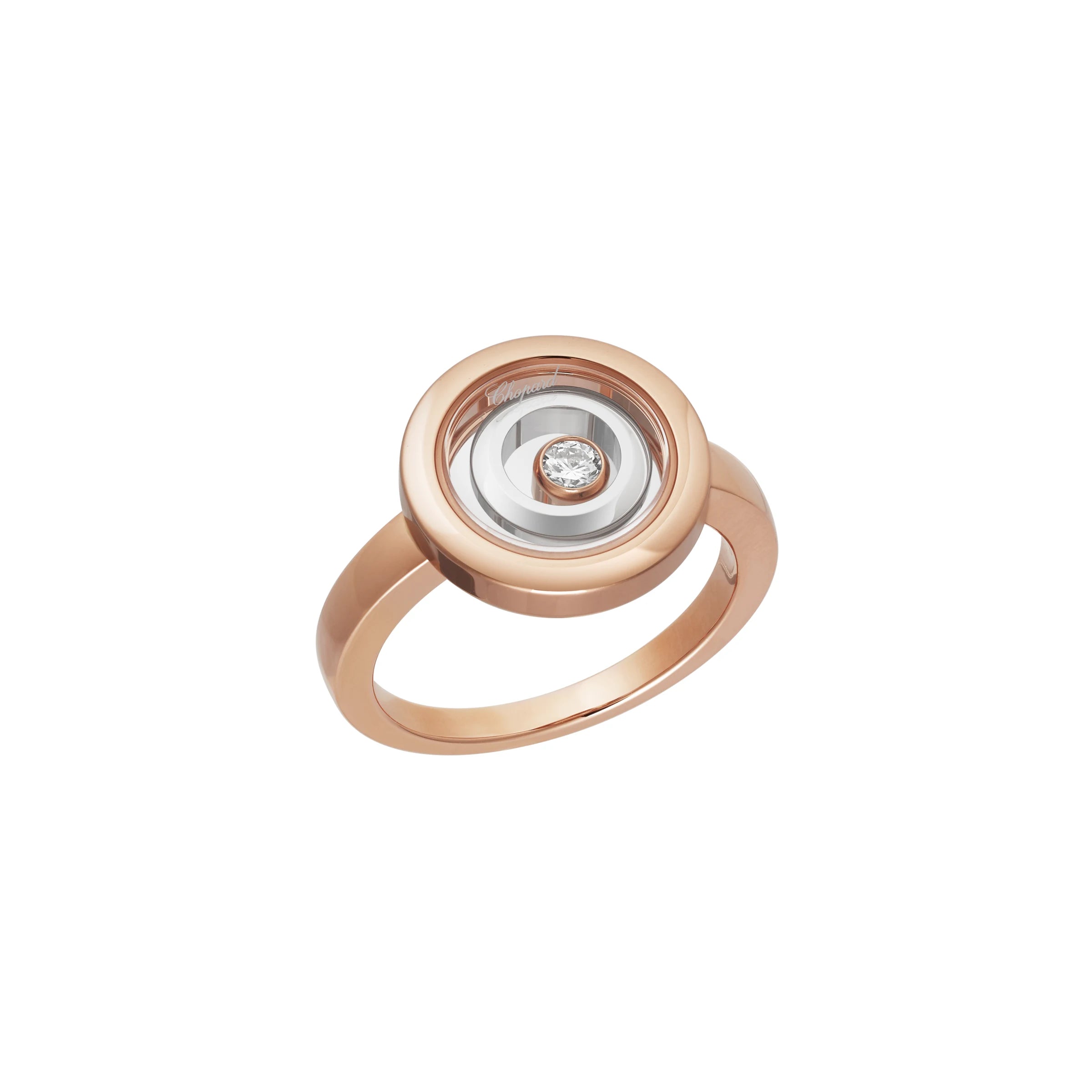 Chopard Happy Spirit 18ct Rose Gold 0.09ct Diamond Ring - 54