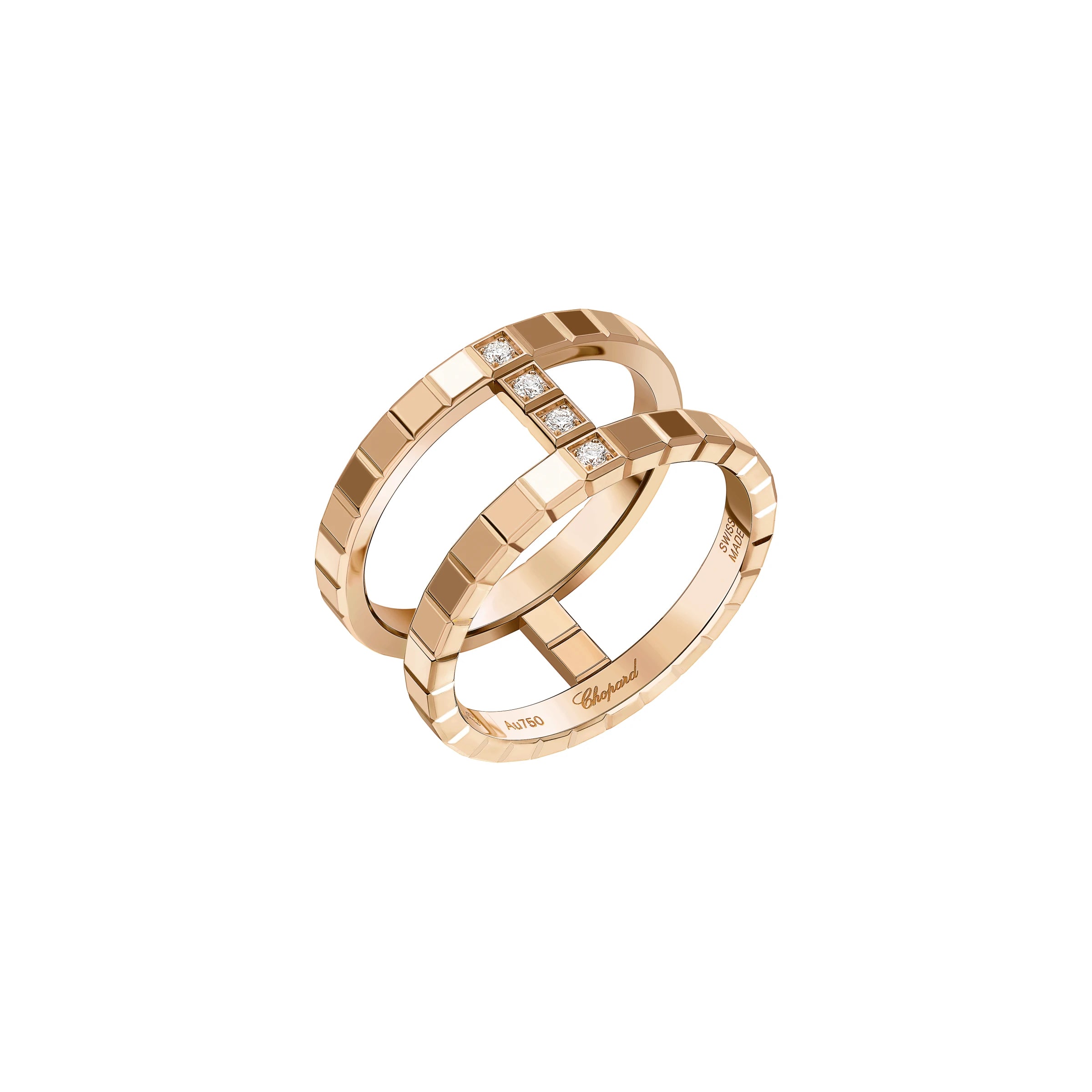 Chopard Ice Cube 18ct Rose Gold 0.04ct Diamond Ring - 57