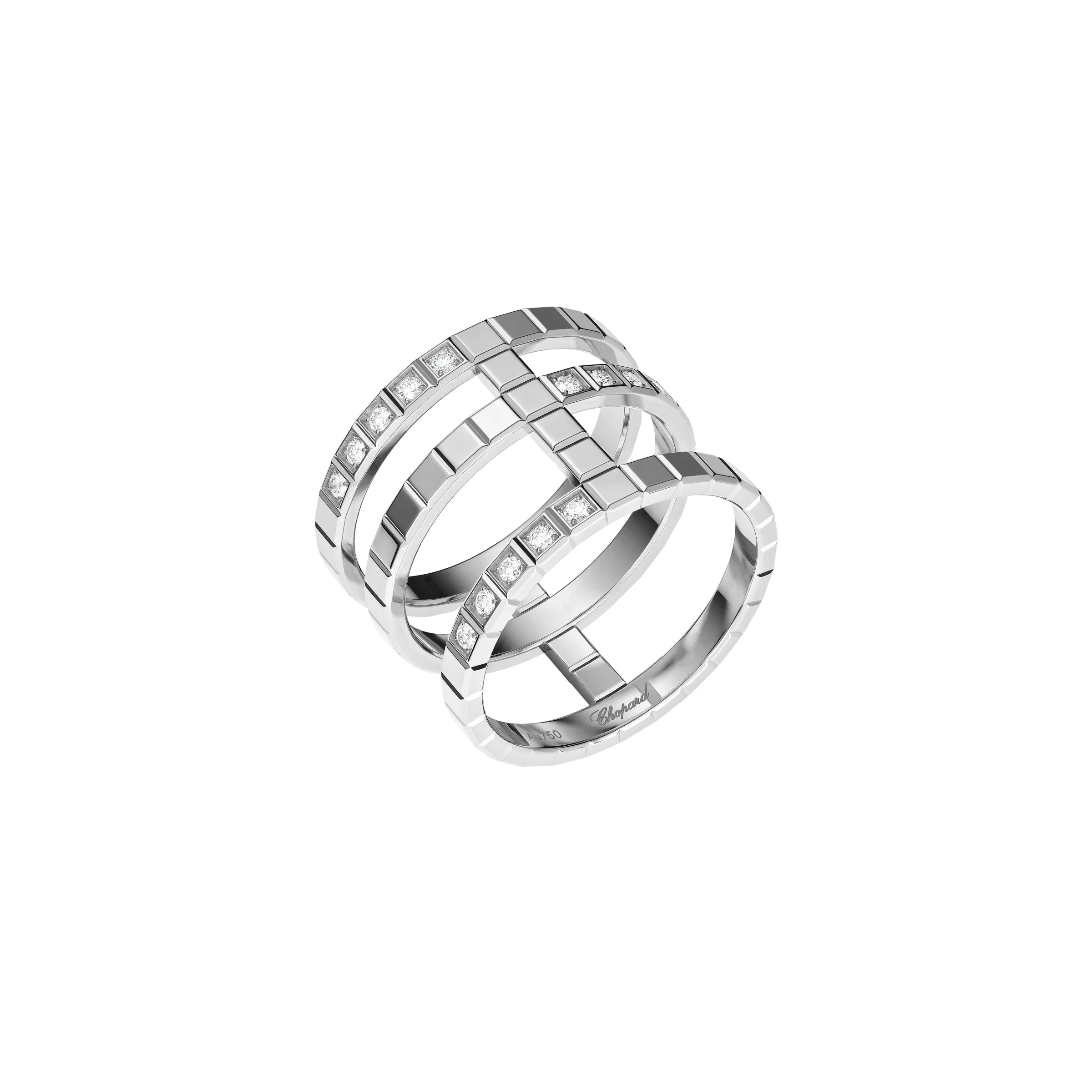 Chopard Ice Cube 18ct White Gold Diamond Triple Ring - 58