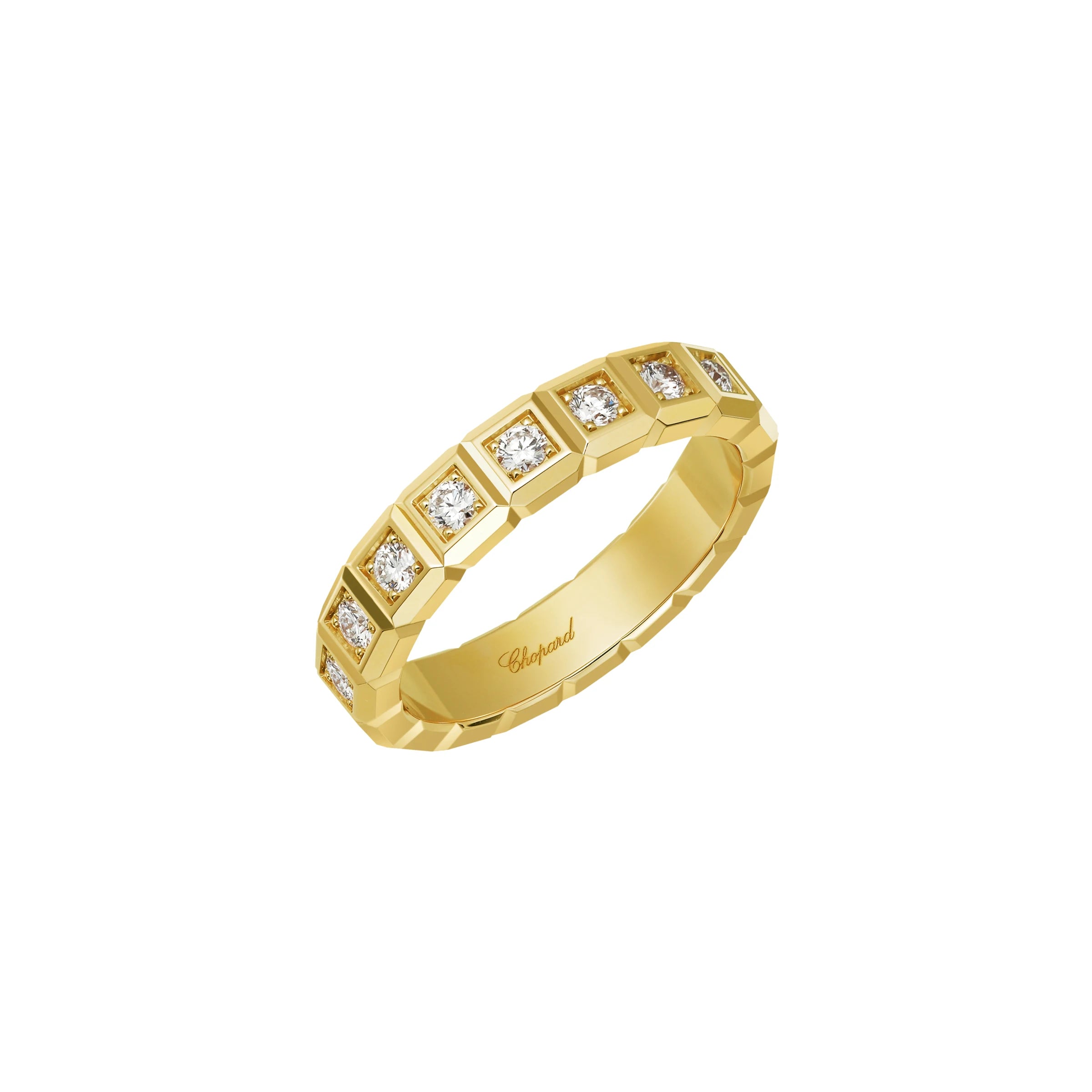 Chopard Ice Cube 18ct Yellow Gold Diamond Half Set Medium Ring - 53