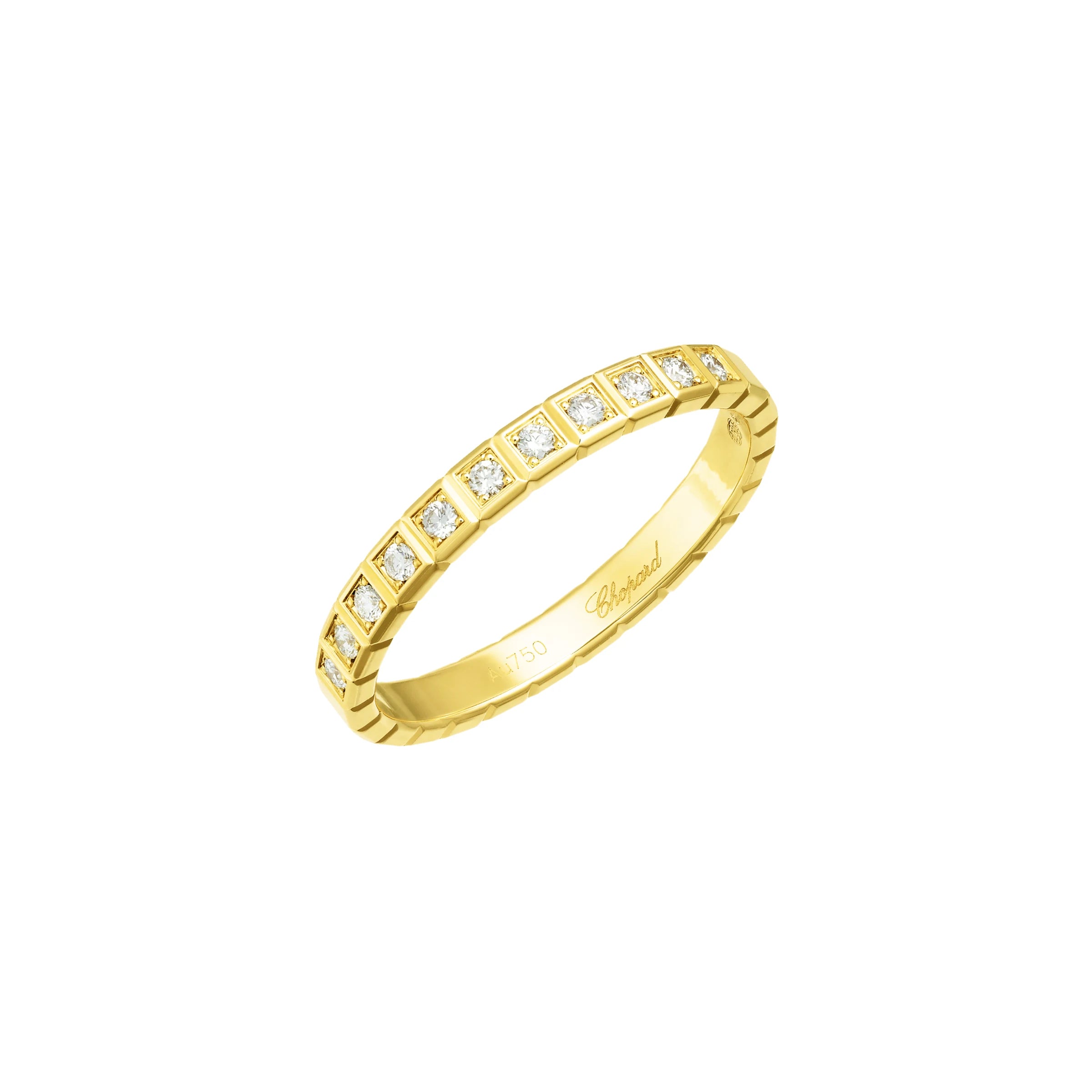 Chopard Ice Cube 18ct Yellow Gold Diamond Half Set Slim Ring - 53