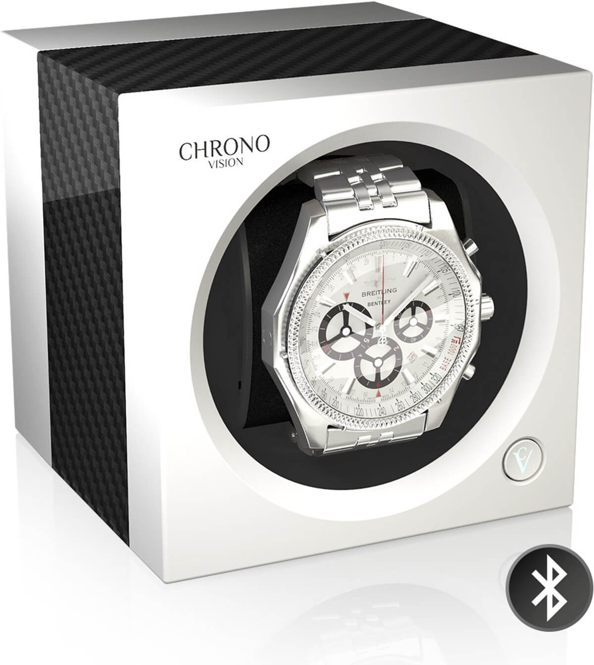 Chronovision One Watch Winder Bluetooth Carbon White Silk