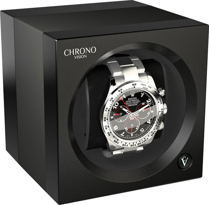 Chronovision One Watch Winder With Bluetooth Titanium Anodized Black Silk