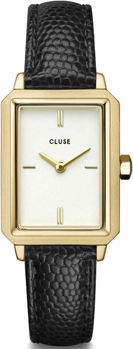 Cluse Fluette Leather Black Lizard Gold