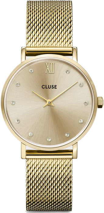 Cluse Minuit Mesh Crystals Full Gold