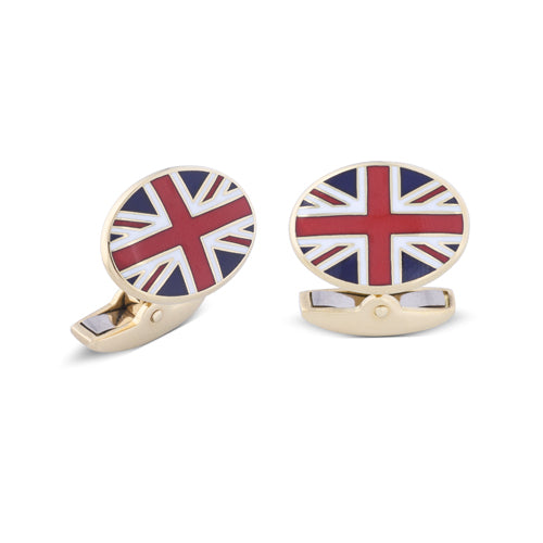 Deakin & Francis Cufflinks 18ct Yellow Gold Enamel Union Jack - Gold