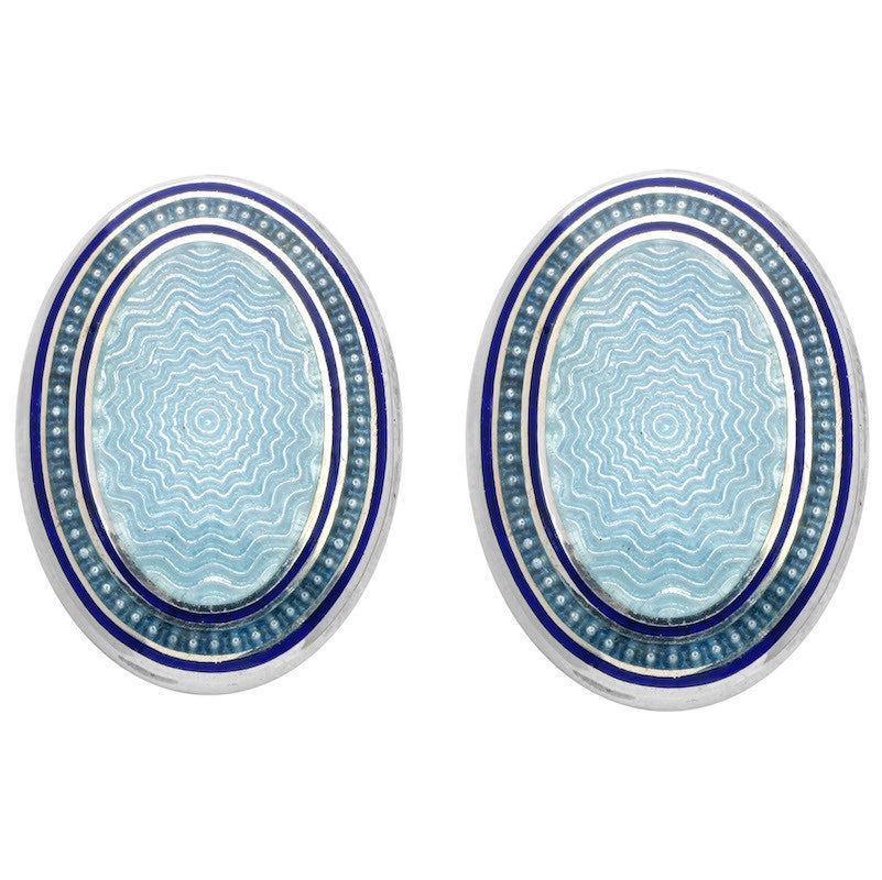 Deakin & Francis Cufflinks Blue Enamel Oval - Blue