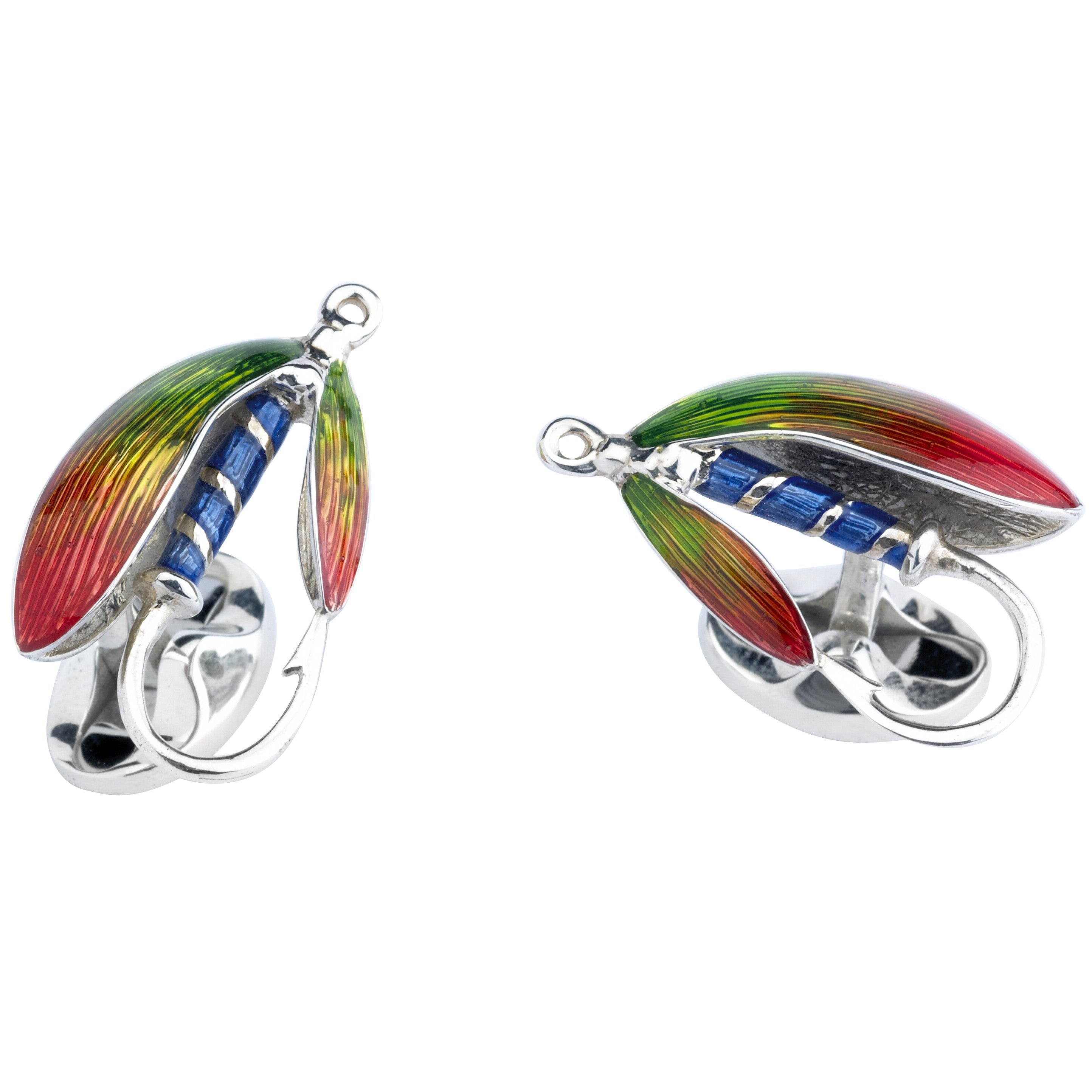 Deakin & Francis Cufflinks Enamel Fish And Fly - Silver