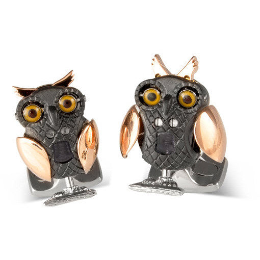 Deakin & Francis Cufflinks Moving Owl - Black