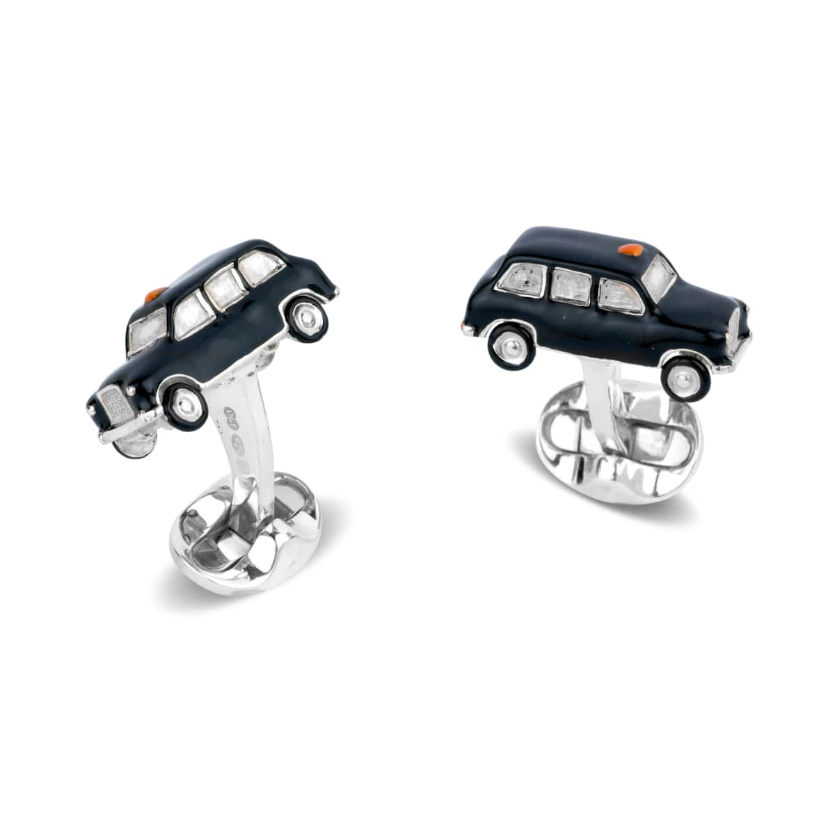 Deakin & Francis Cufflinks Sterling Silver Enamel Black Cab - Silver