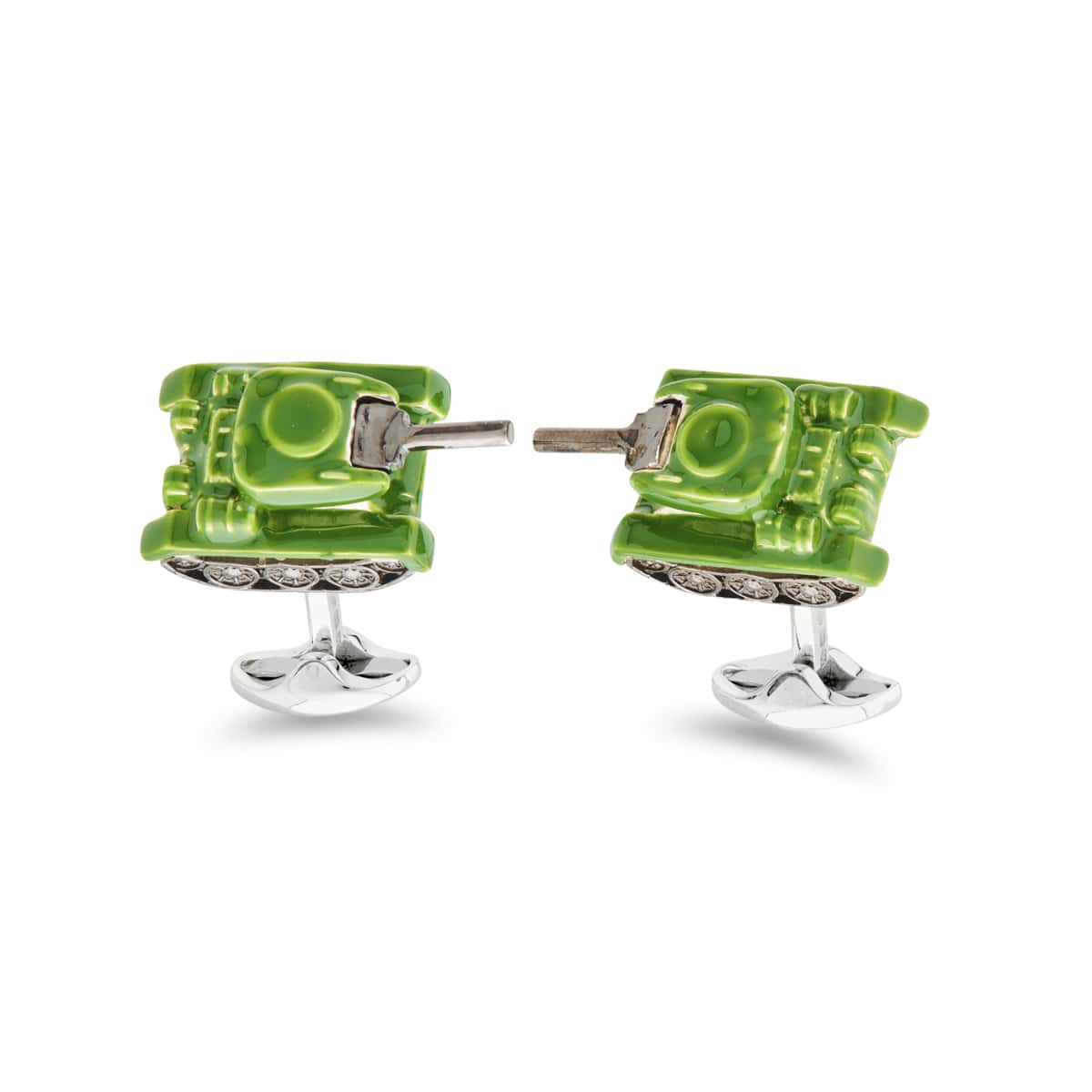 Deakin & Francis Cufflinks Sterling Silver Green Tank - Silver