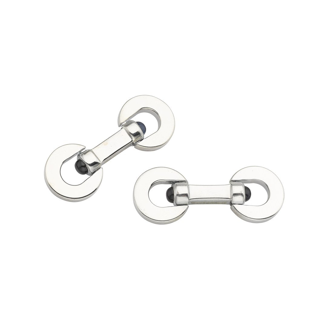 Deakin & Francis Cufflinks Sterling Silver Onyx Paddle - Silver