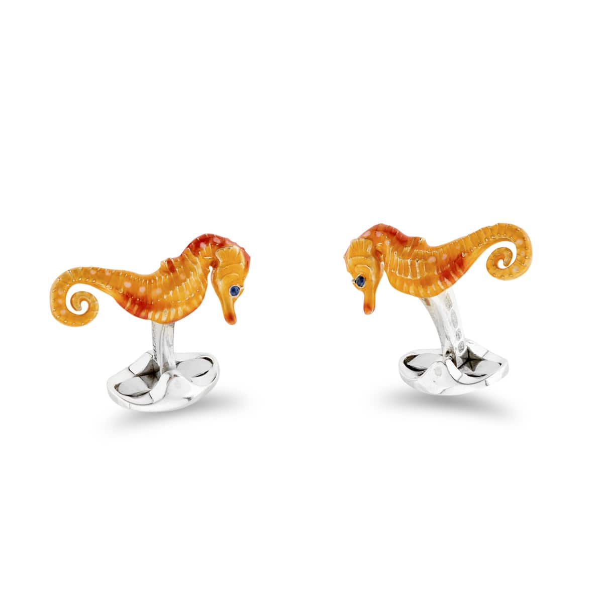Deakin & Francis Cufflinks Sterling Silver Orange Seahorse - Silver