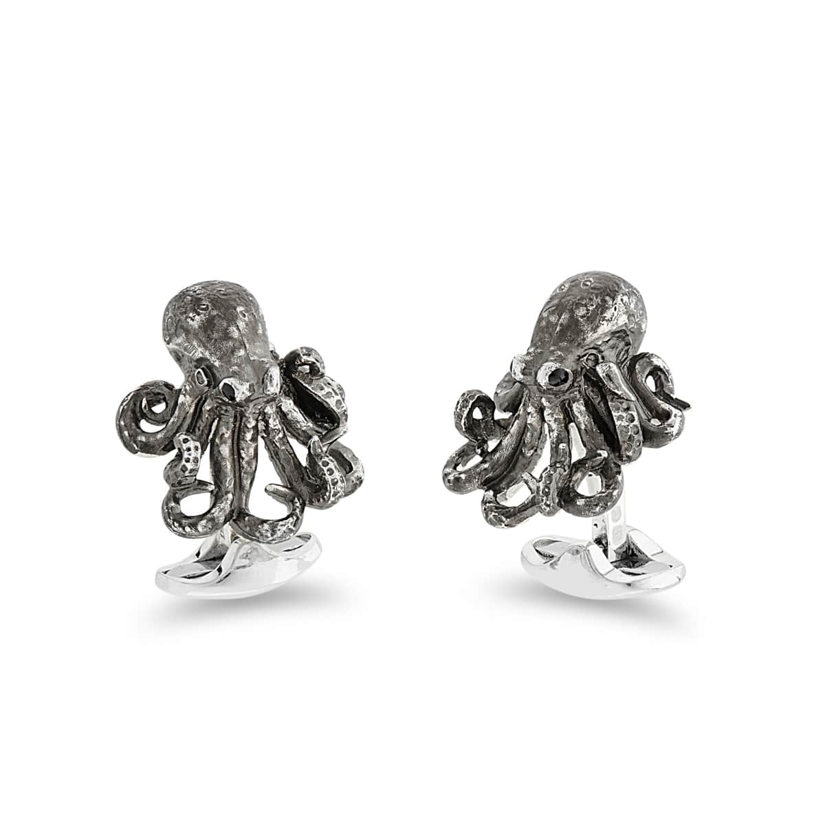 Deakin & Francis Cufflinks Sterling Silver Oxidised Black Octopus - Silver