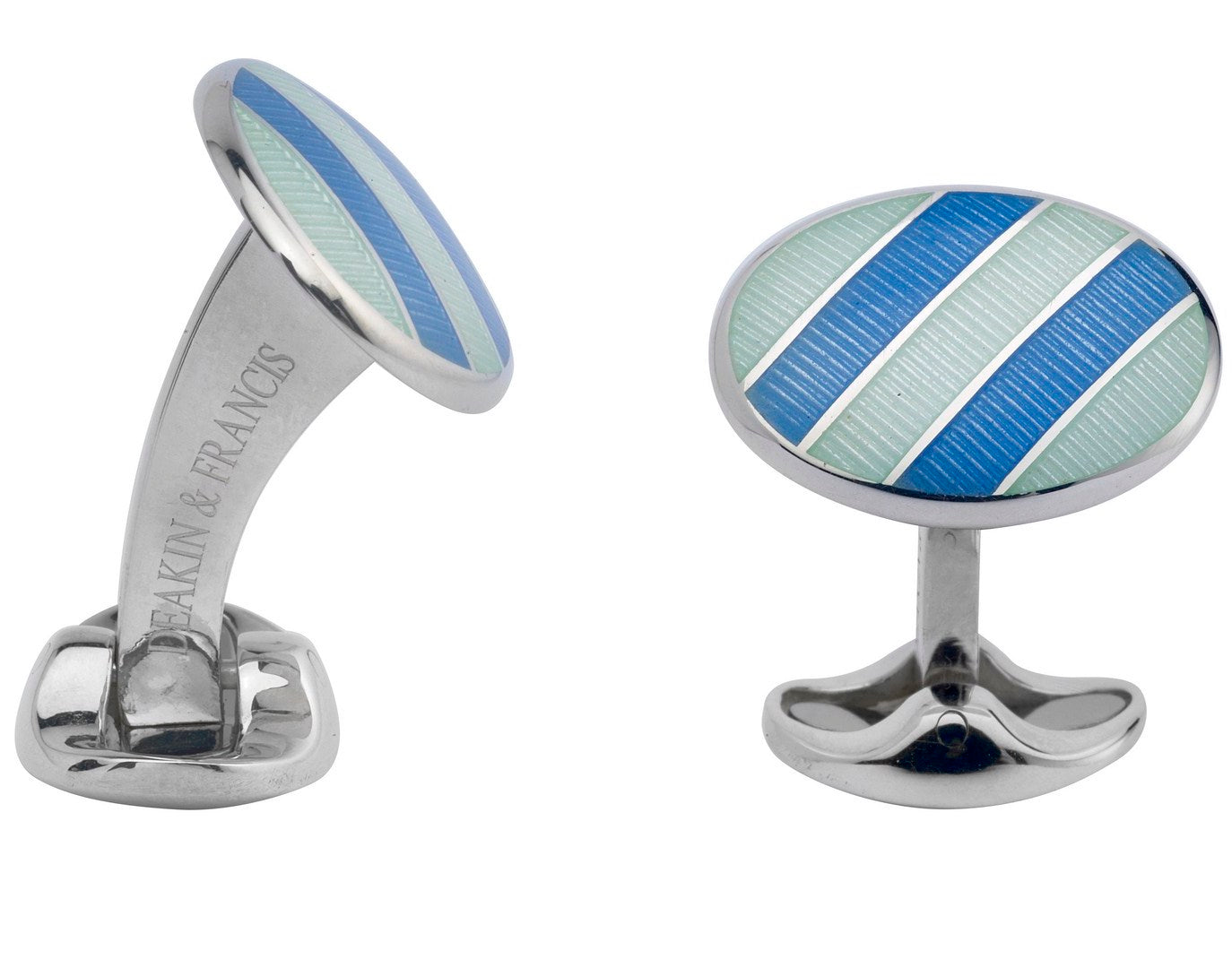 Deakin & Francis Cufflinks Sterling Silver Pale Silver Blue Sky Blue Enamel - Silver