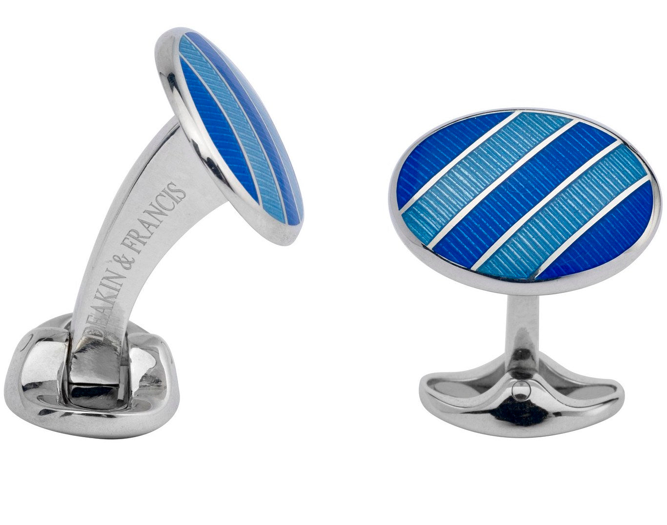 Deakin & Francis Cufflinks Sterling Silver Royal Blue Denim Blue Enamel - Silver