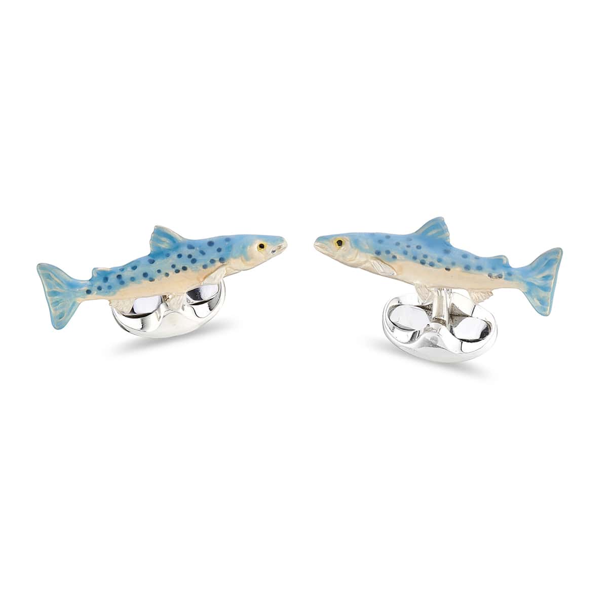 Deakin & Francis Cufflinks Sterling Silver Swimming Salmon - Silver