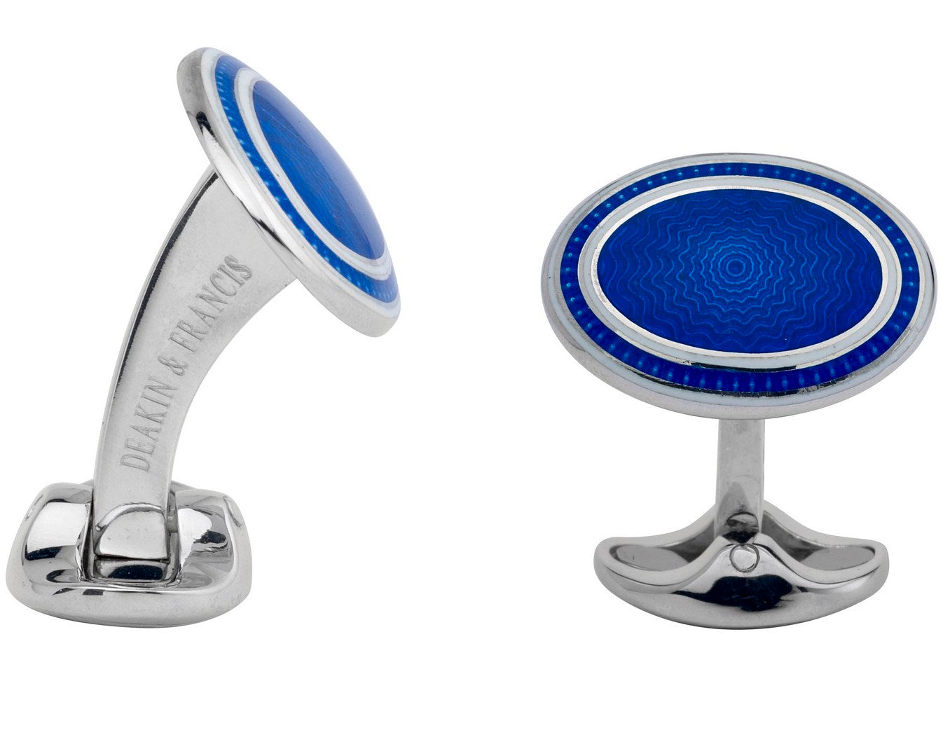 Deakin & Francis Cufflinks Sterling Silver White Royal Blue Enamel - Silver