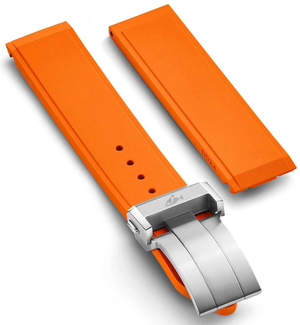 Doxa Strap Sub 600t Rubber Orange With Folding Clasp