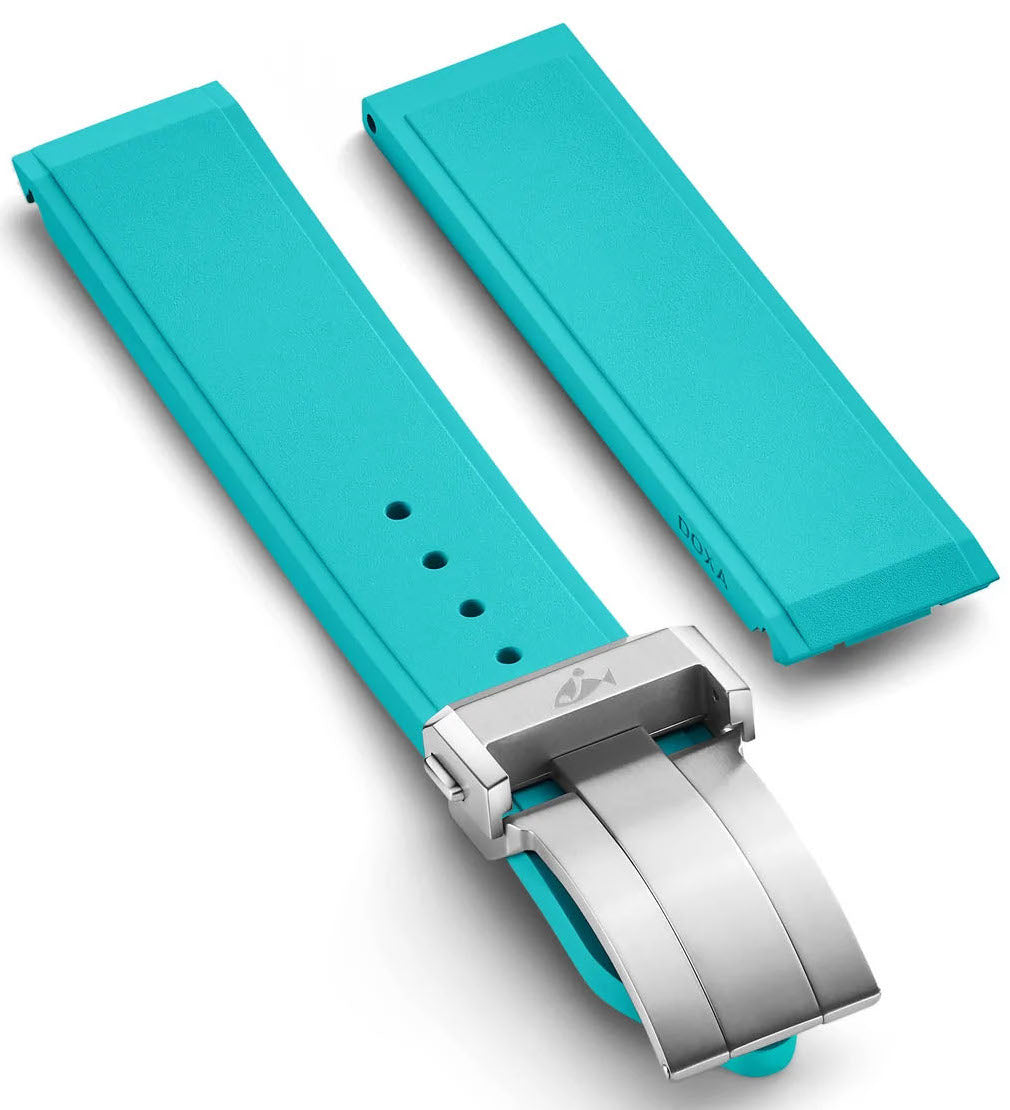 Doxa Strap Sub 600t Rubber Turquoise With Folding Clasp