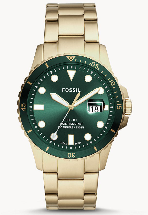 Fossil Watch Fb-01 Three Hand Date Gold Tone
