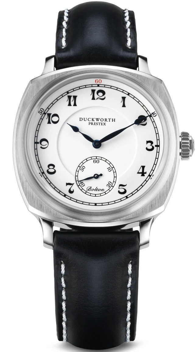 Duckworth Prestex Bolton Small Seconds White Black Leather