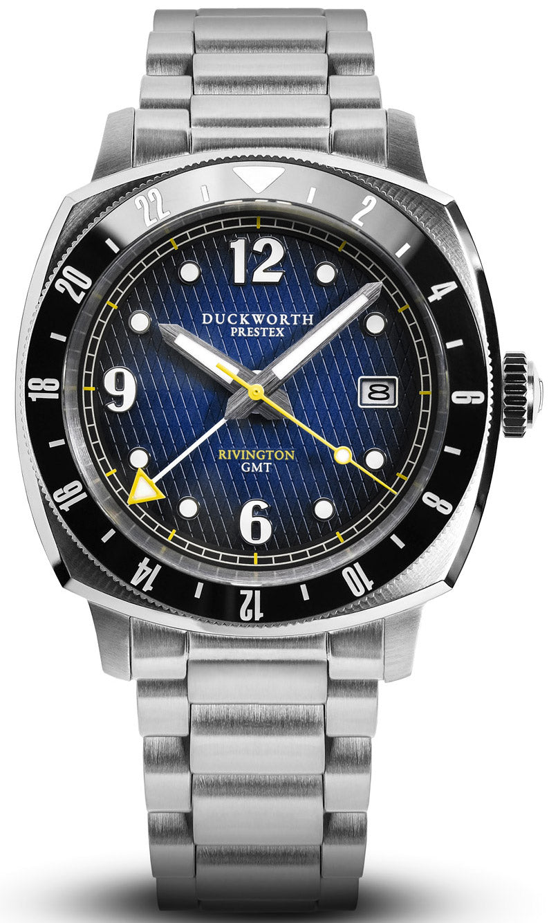 Duckworth Prestex Rivington Gmt Blue Fume Steel Bracelet