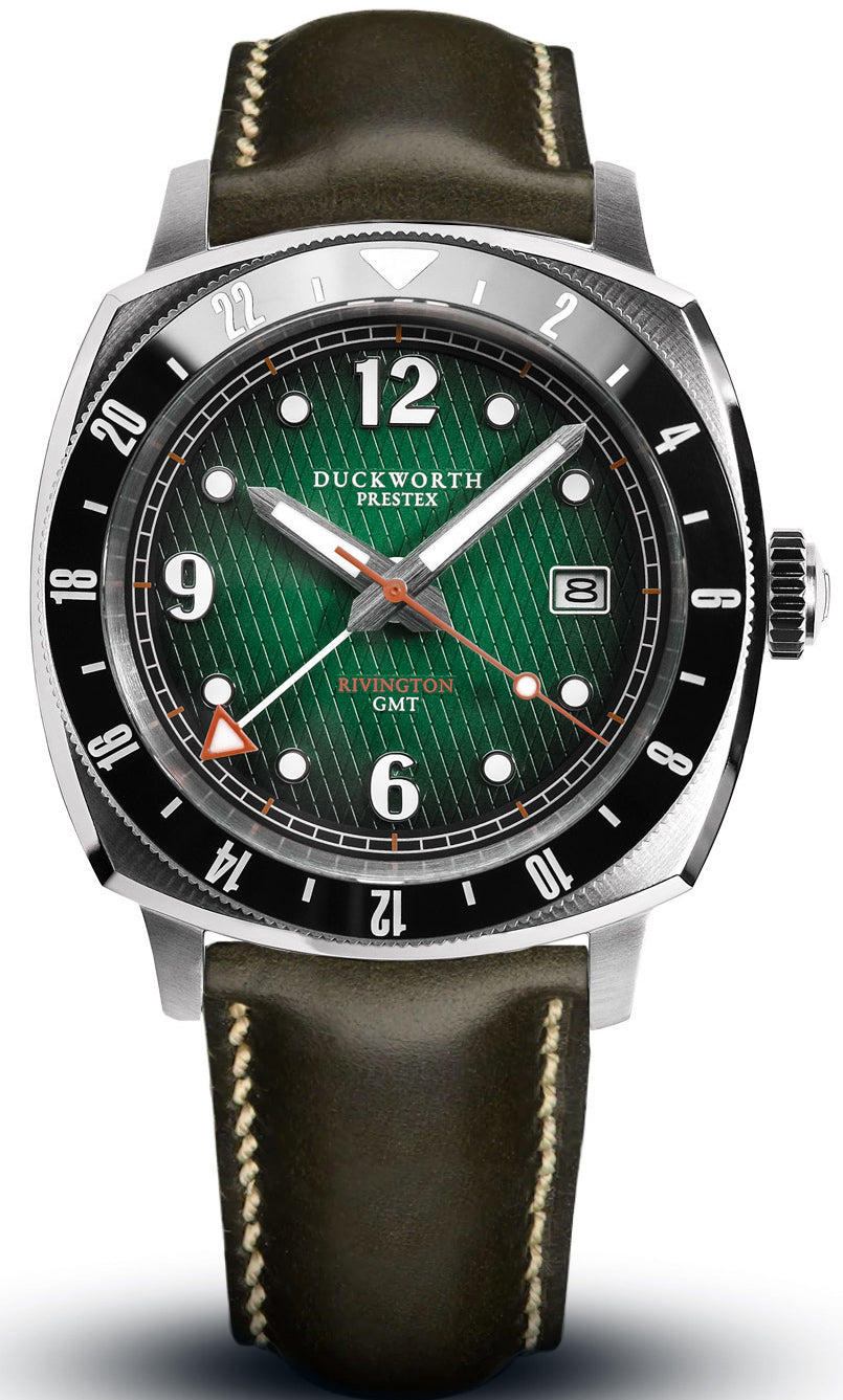 Duckworth Prestex Rivington Gmt Green Fume Olive Green Leather