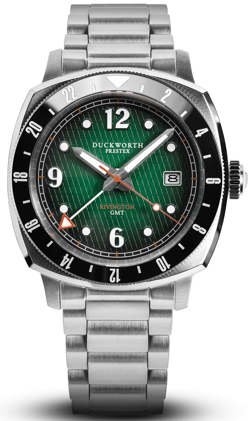 Duckworth Prestex Rivington Gmt Green Fume Steel Bracelet