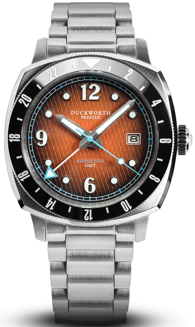 Duckworth Prestex Rivington Gmt Orange Fume Steel Bracelet
