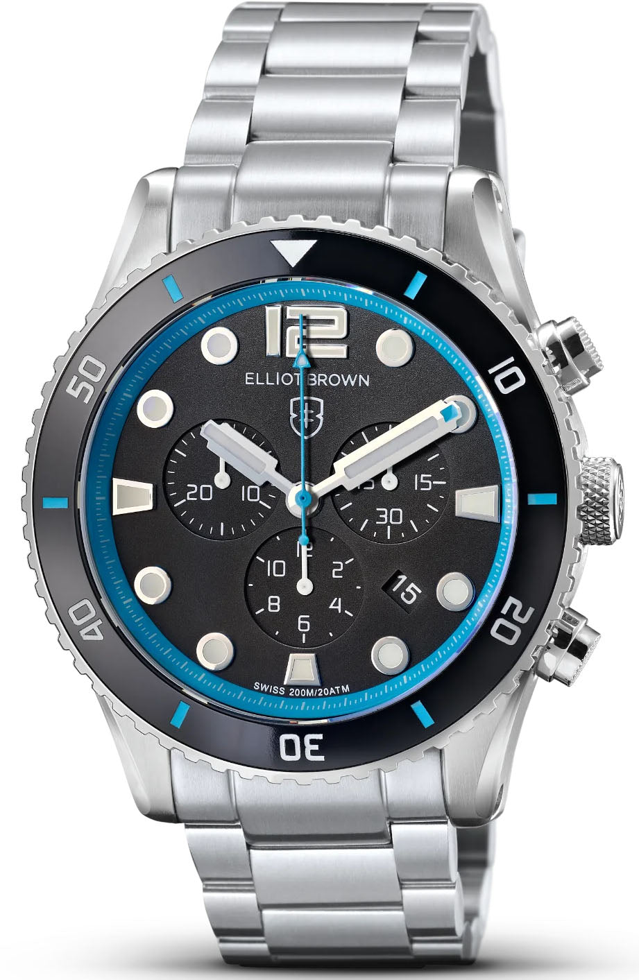 Elliot Brown Bloxworth Chrono Black Cyan Bracelet