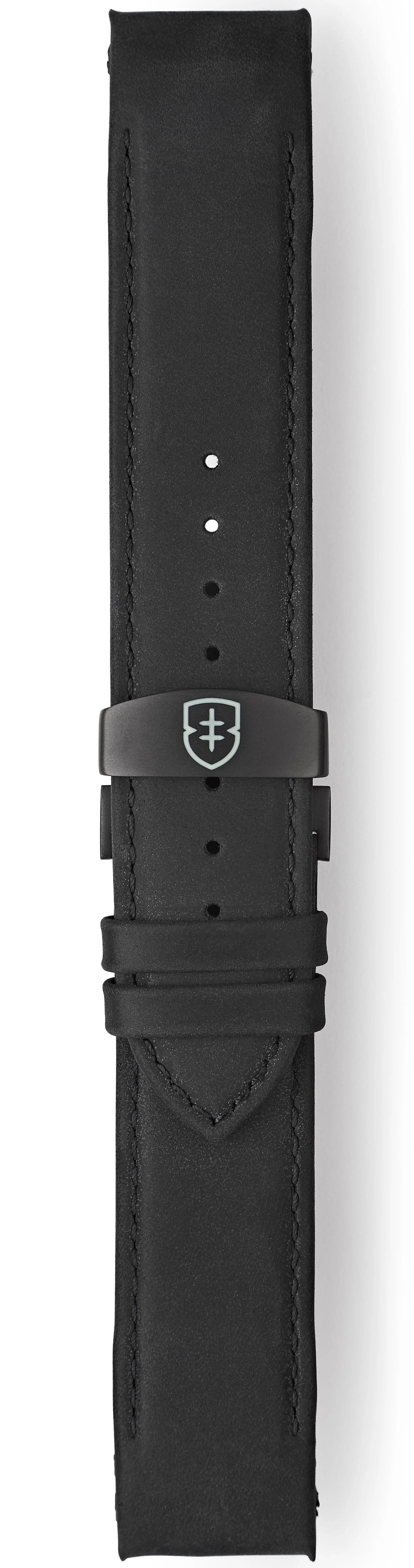 Elliot Brown Strap Leather 22mm Black Matt Pull Up Deployment