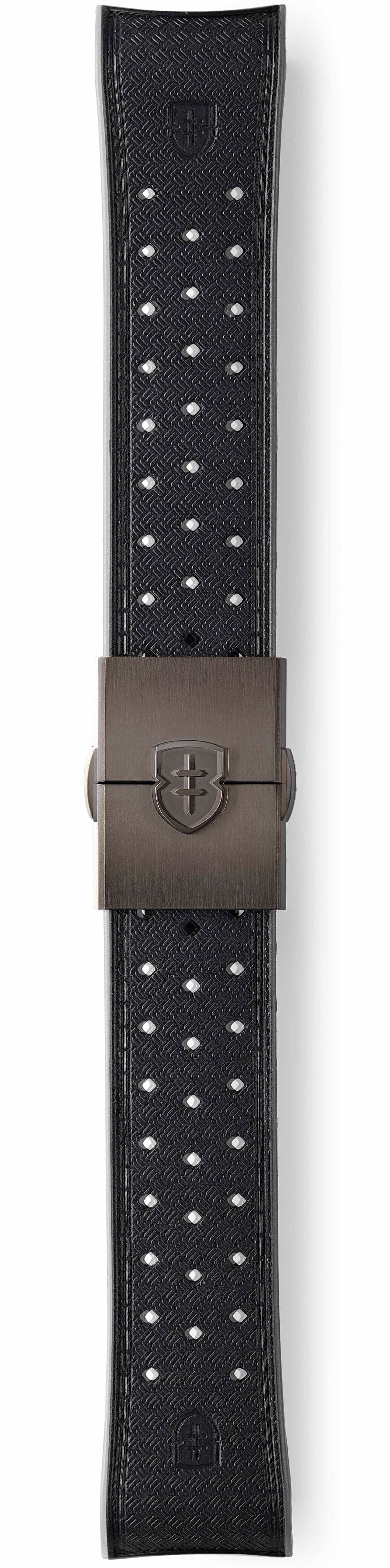 Elliot Brown Strap Leather 22mm Black Tropic Gunmetal Steel Deployment