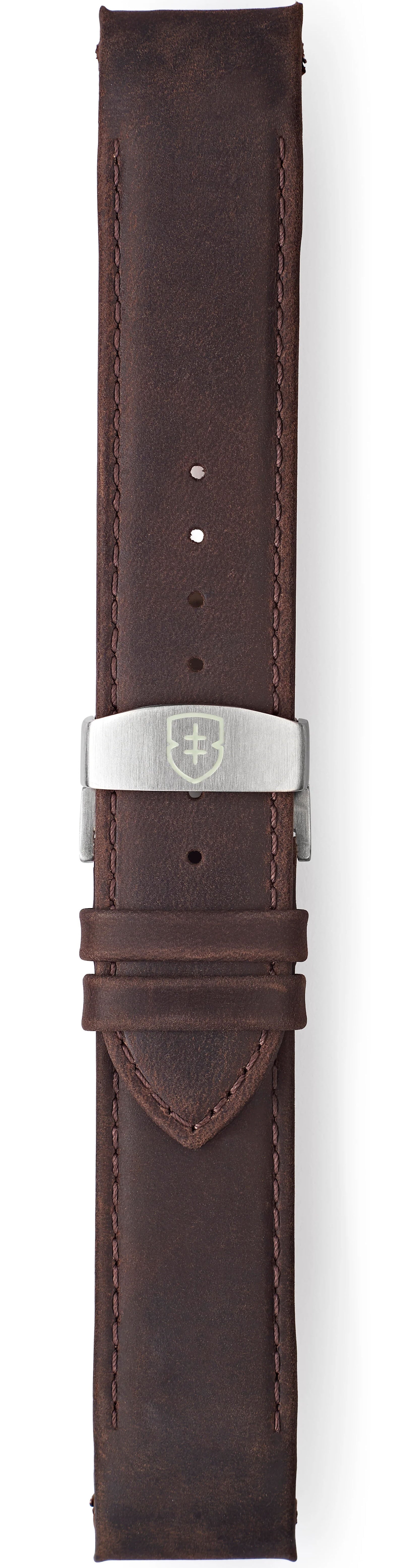 Elliot Brown Strap Leather 22mm Dark Brown Waxed Saddled Deployment