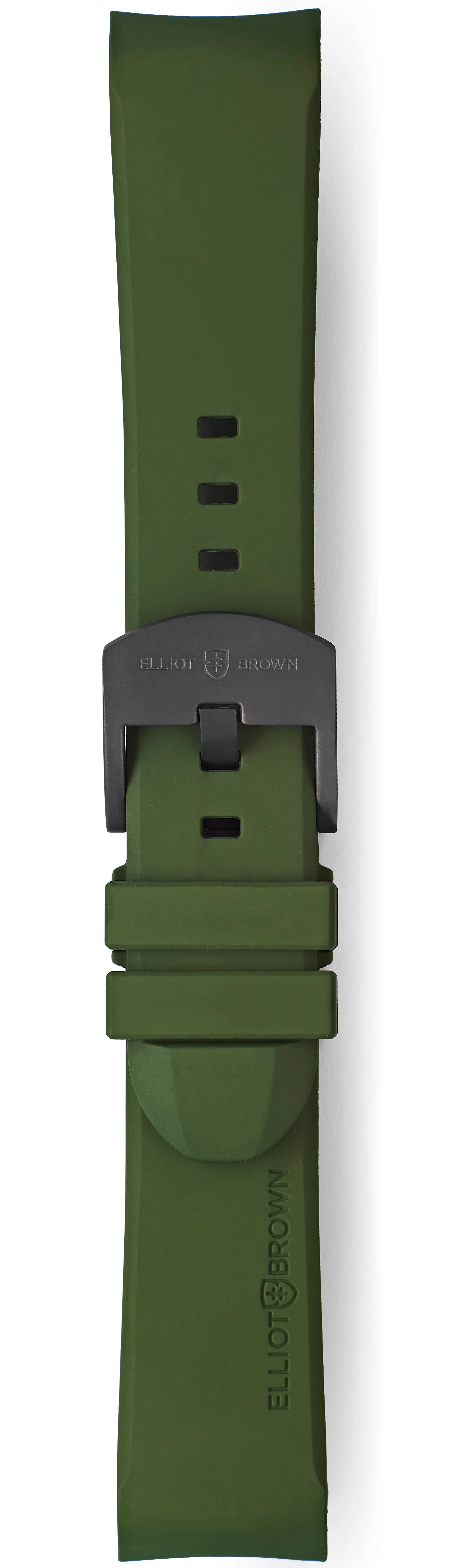 Elliot Brown Strap Leather 22mm Dark Green Gunmetal Tongue Buckle
