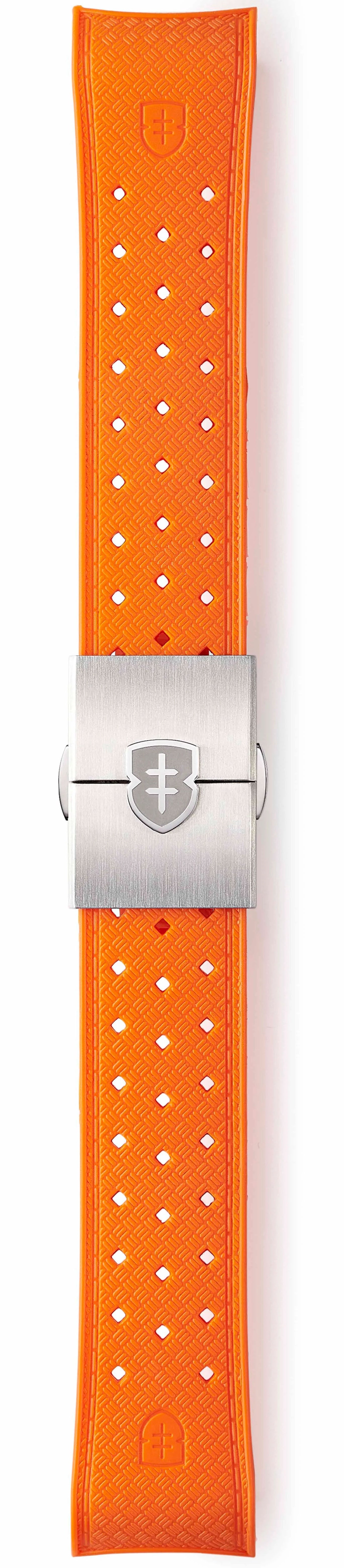 Elliot Brown Strap Leather 22mm Orange Tropic Brushed Steel Deployment