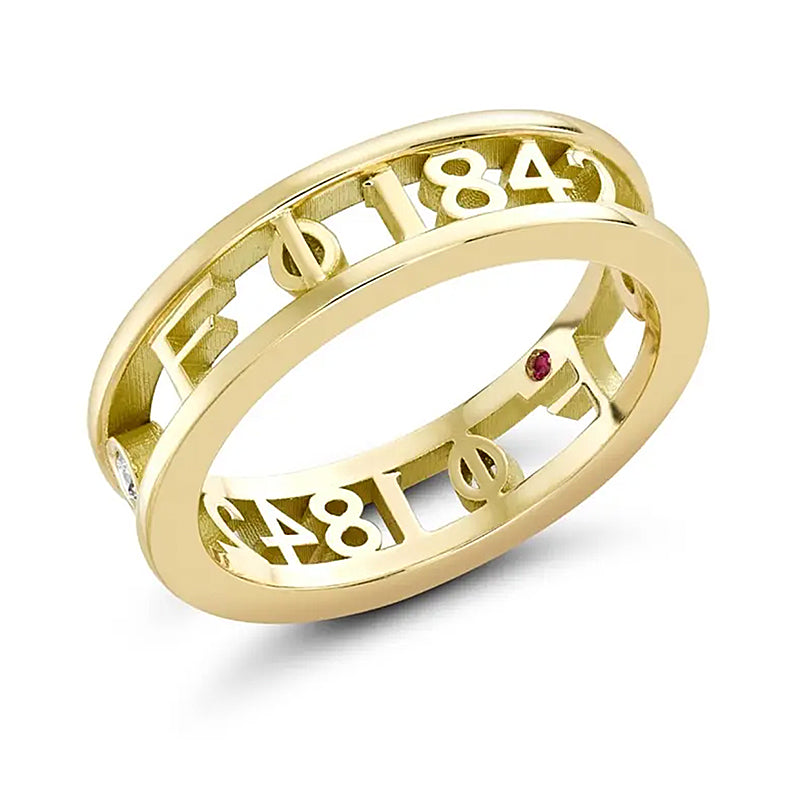 Faberge 1842 18ct Yellow Gold Diamond Signature Ring - 54