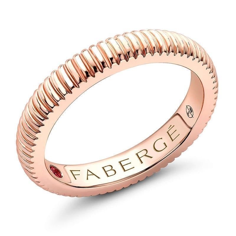 Faberge Colours Of Love 18ct Rose Gold Fluted Band Ring - 55