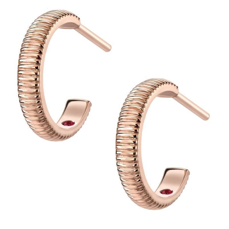 Faberge Colours Of Love 18ct Rose Gold Fluted Hoop Earrings