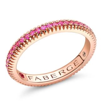 Faberge Colours Of Love 18ct Rose Gold Pink Sapphire Fluted Band Ring - 49