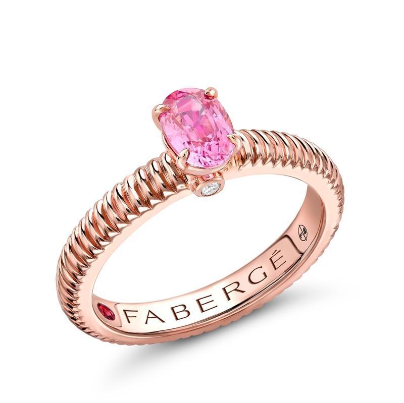 Faberge Colours Of Love 18ct Rose Gold Pink Sapphire Fluted Ring - 53