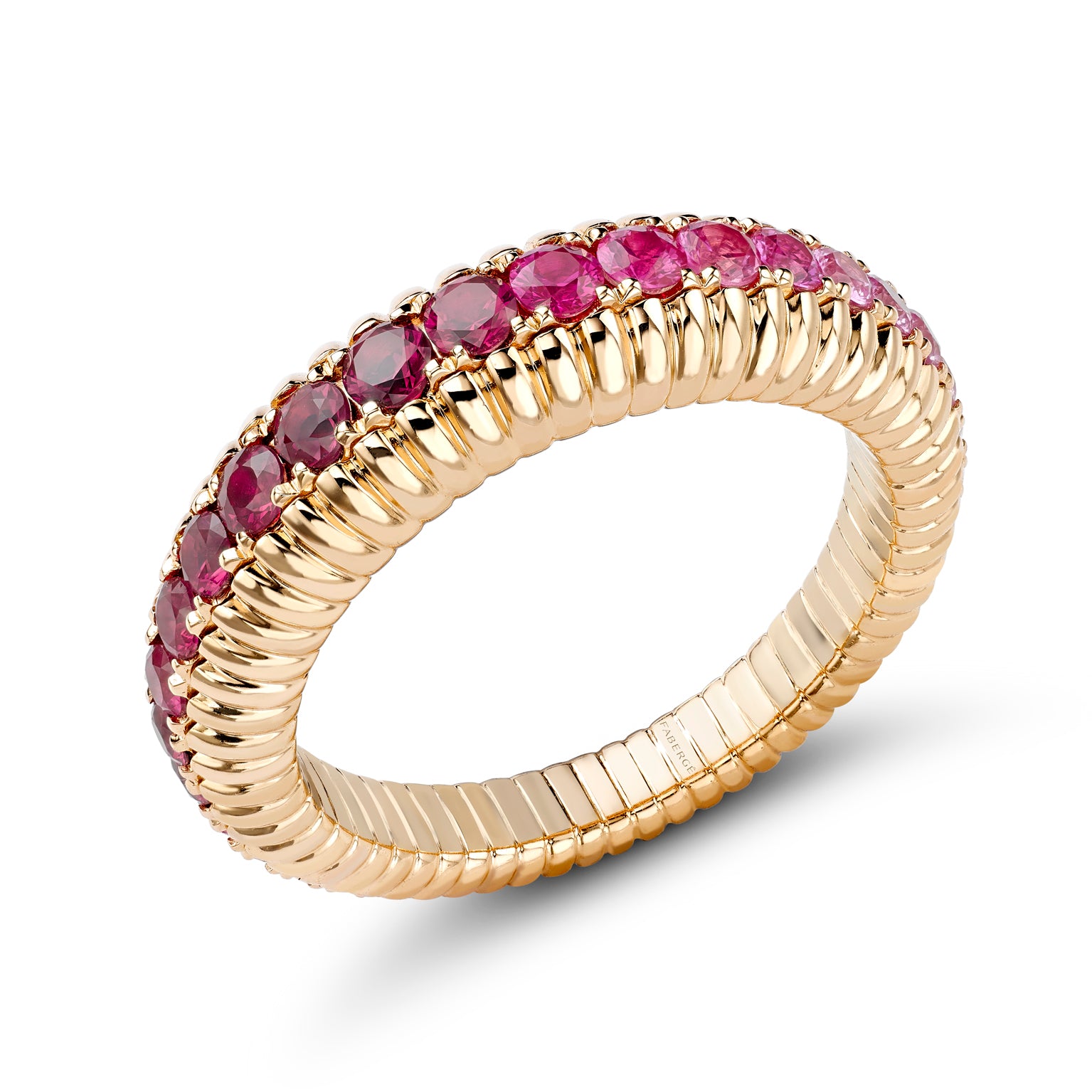 Faberge Colours Of Love 18ct Rose Gold Ruby And Pink Sapphire Fluted Ombre Ring - 57