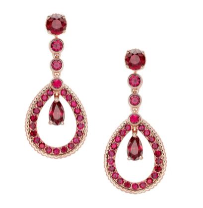 Faberge Colours Of Love 18ct Rose Gold Ruby Teardrop Earrings