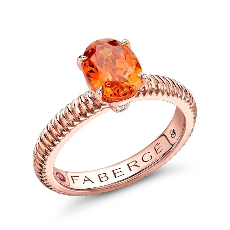 Faberge Colours Of Love 18ct Rose Gold Spessartite Fluted Ring - 55