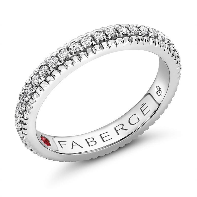 Faberge Colours Of Love 18ct White Gold Diamond Fluted Band Ring - 48