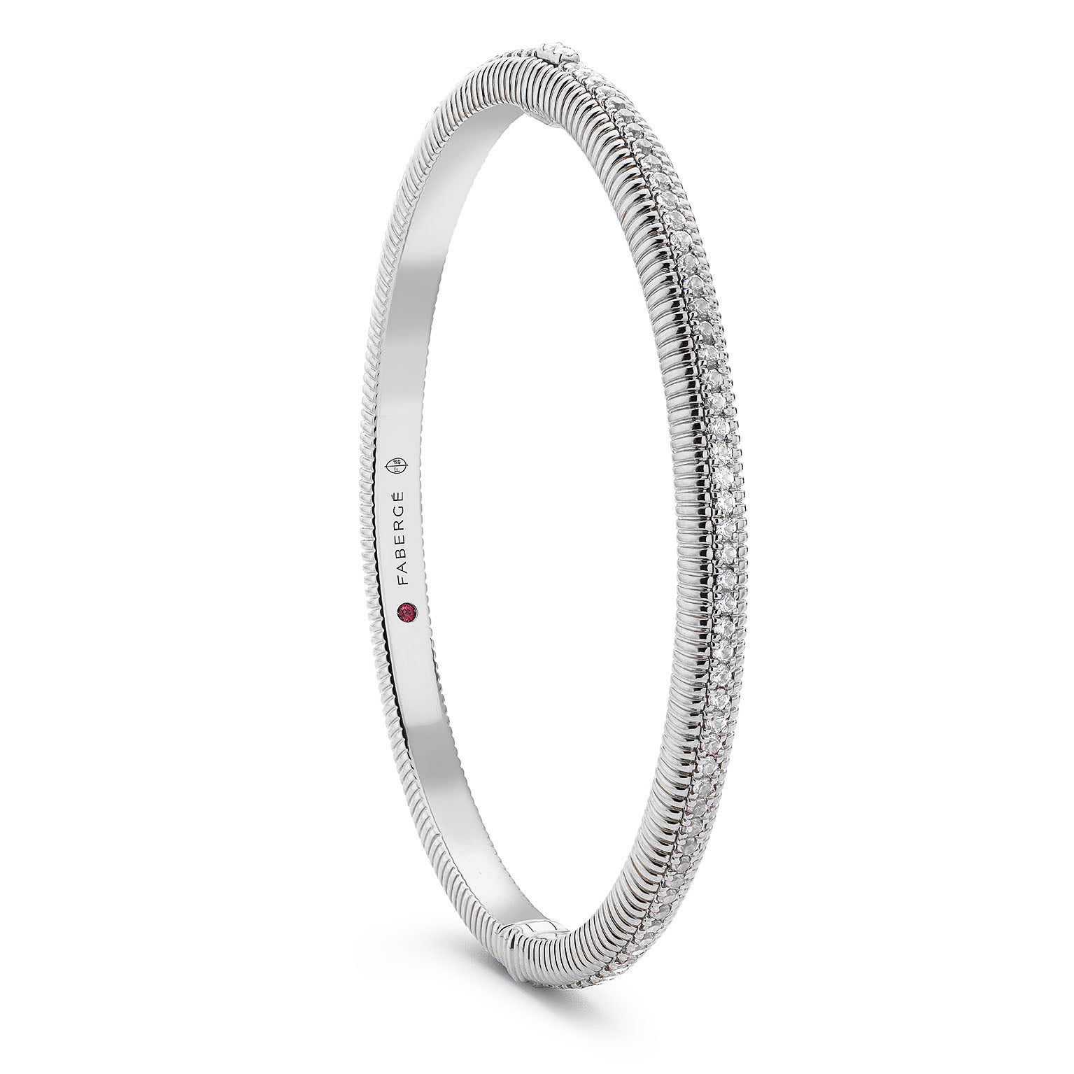 Faberge Colours Of Love 18ct White Gold Diamond Hinged Fluted Bracelet