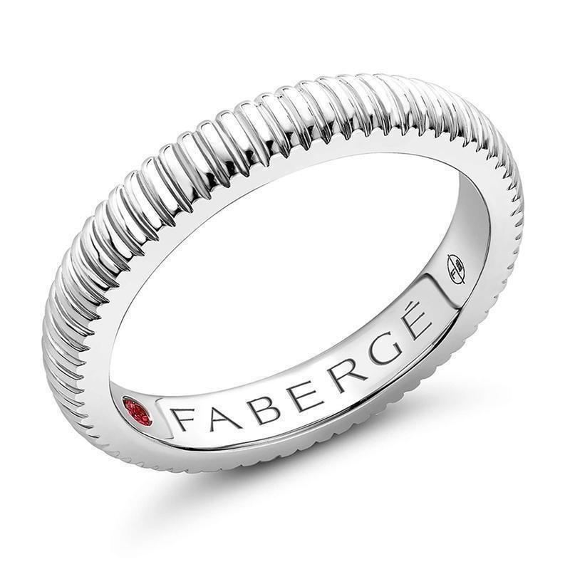 Faberge Colours Of Love 18ct White Gold Fluted Band Ring - 58