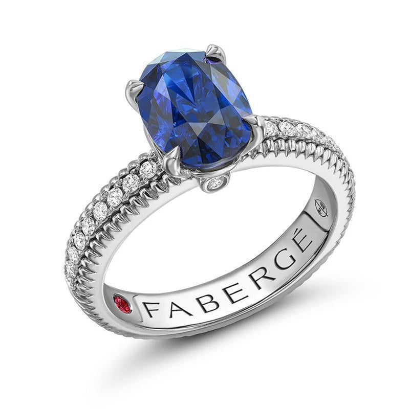 Faberge Colours Of Love 18ct White Gold Sapphire Diamond Ring - 63