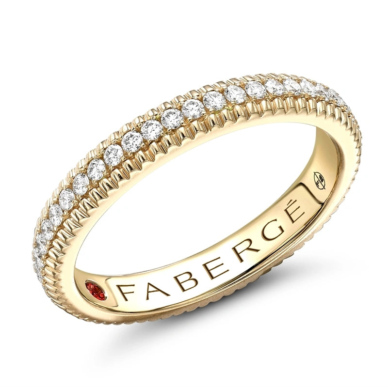 Faberge Colours Of Love 18ct Yellow Gold Diamond Fluted Band Ring - 64